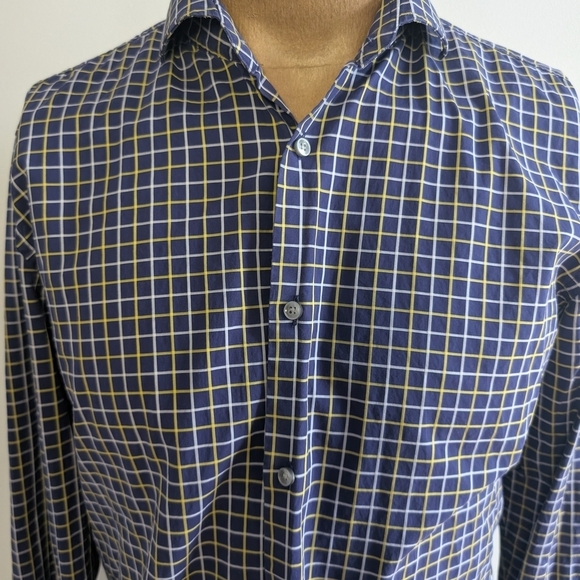 🇩🇪BOSS Blue and Yellow Casual Button Down Shirt - Picture 2 of 10